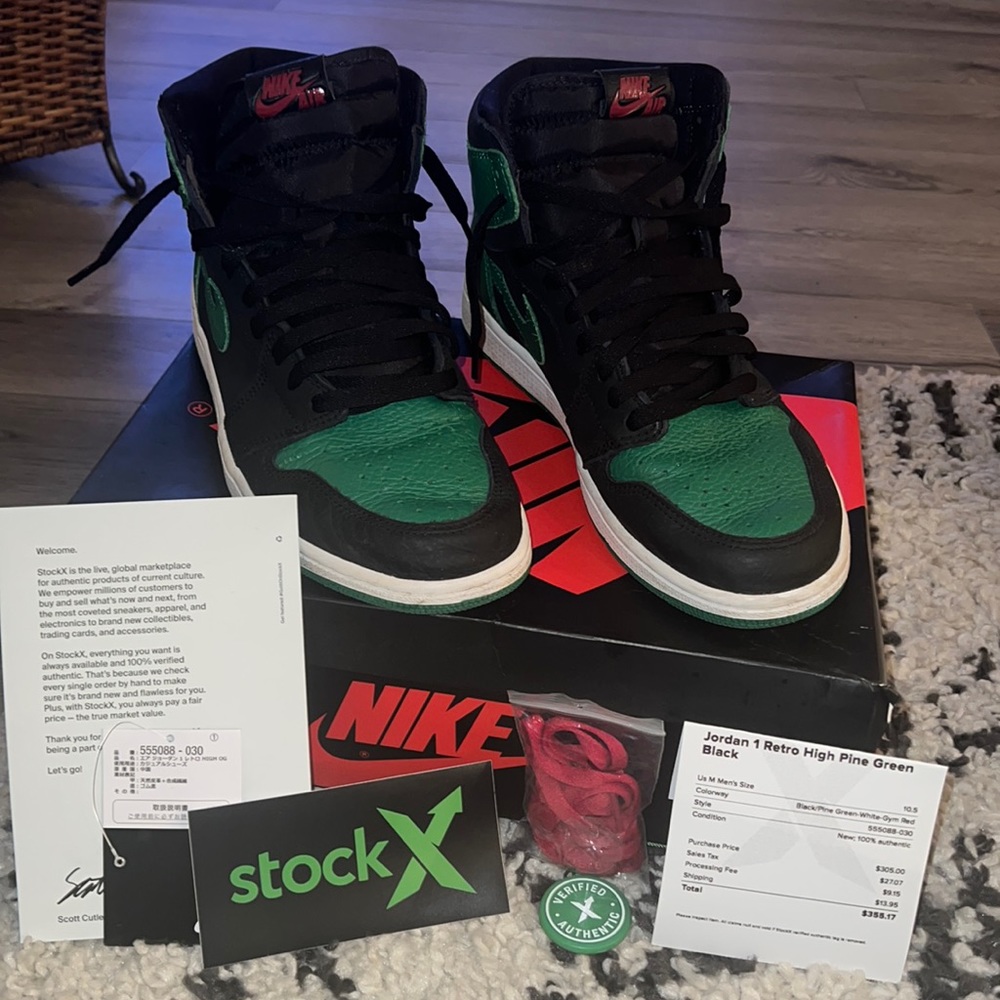 Mens Jordan 1 Retro High Pine Green and Black